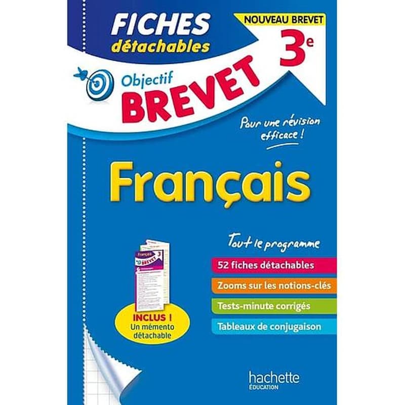 Objectif brevet : français ; 3e ; fiches détachables