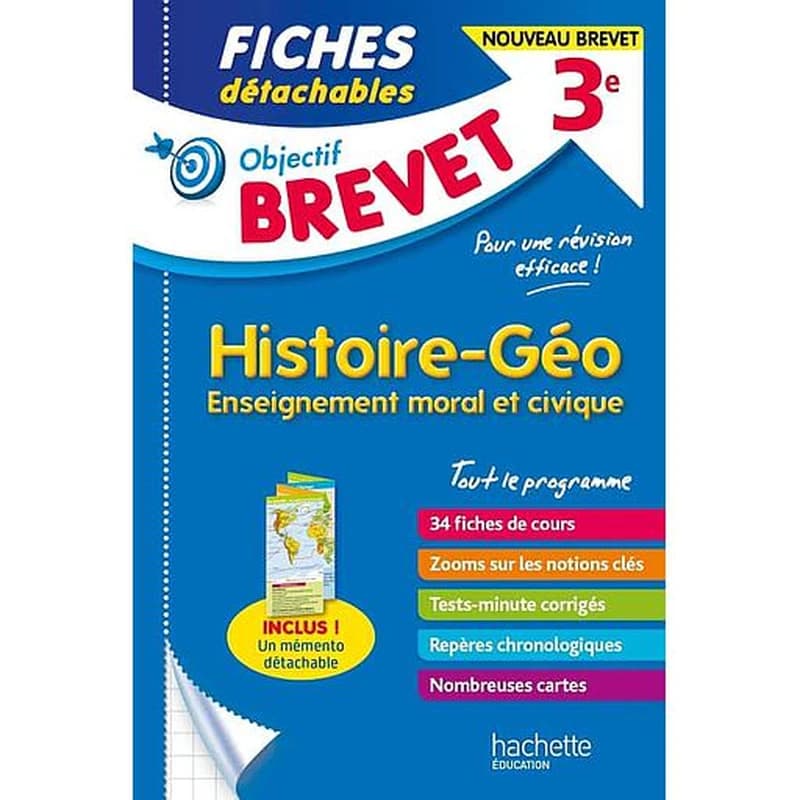 Objectif brevet : histoire-géographie, enseignement moral et civique ; 3e ; fiches détachables