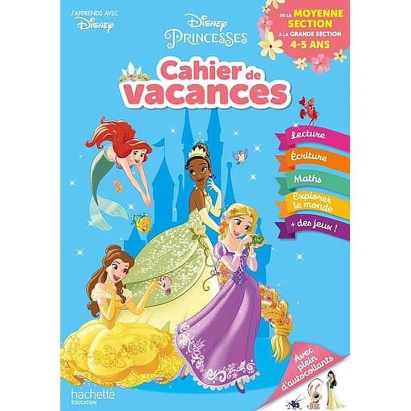 Disney princesses ; cahier de vacances ; de la MS à la GS (édition 2021)
