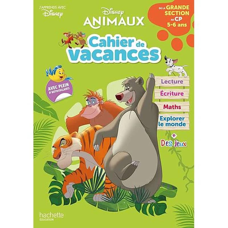 Cahier de vacances de la Grande section au CP - Disney animaux