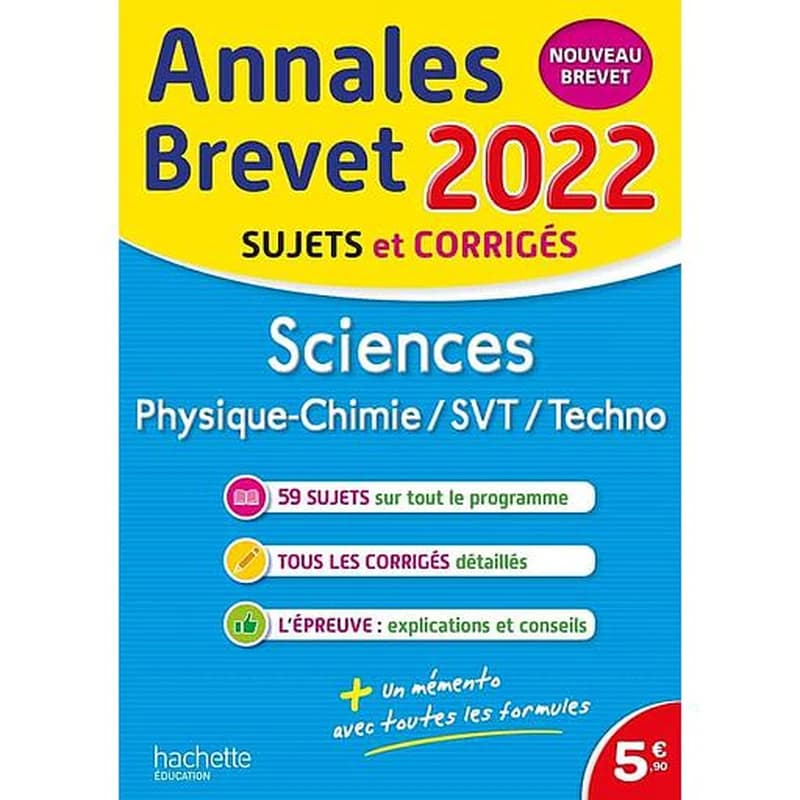 Annales brevet ; sciences : physique-chimie, SVT, techno ; sujets et corrigés (édition 2022)