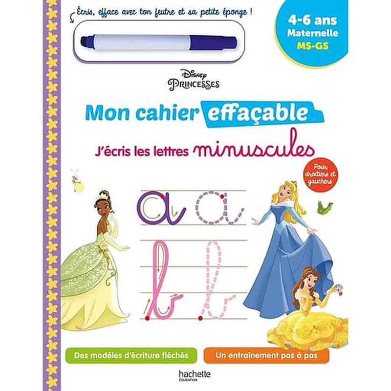 J'écris les lettres minuscules Disney Princesses - Maternelle MS, GS. Avec un feutre effaçable