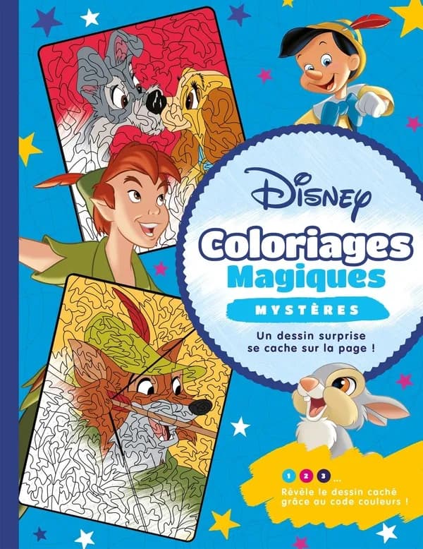 Coloriages magiques : mystères : Disney classiques : un dessin surprise se cache sur la page : [Album à colorier]