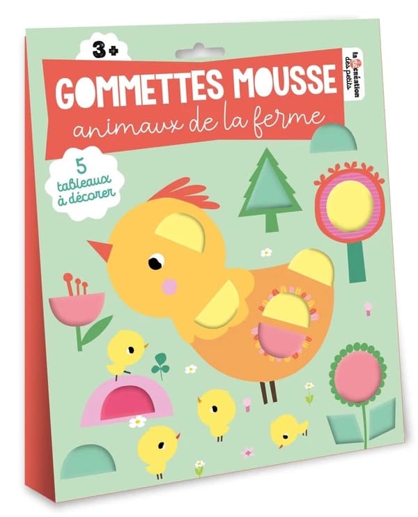 Gommettes mousse : animaux de la ferme : 5 tableaux a décorer : 3+ : [Autocollant]