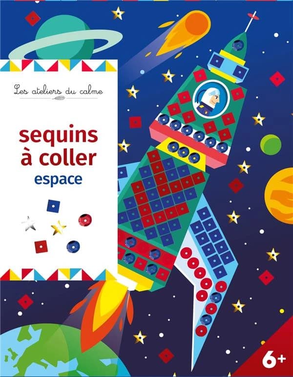 Sequins à coller : espace : pochette avec accessoires : [Album à colorier]