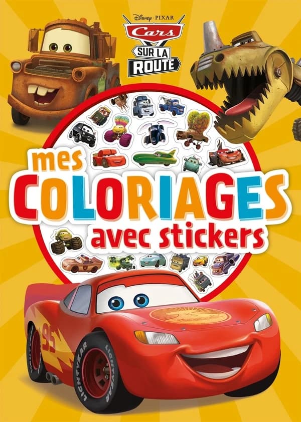 Mes coloriages avec stickers : Disney Pixar Cars sur la route : [Album à colorier]
