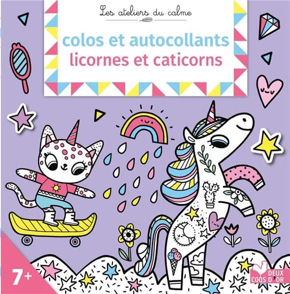 Colos et autocollants licornes et caticorns : [Album de jeux d'activités pour enfants]
