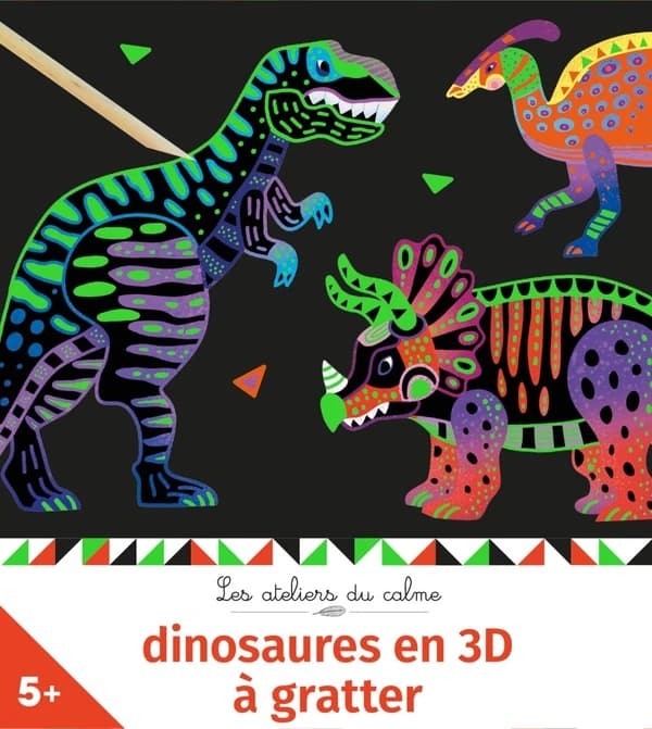 Dinosaures 3D à gratter : les ateliers du clame : mini boîte avec accessoires : [Carte à gratter]