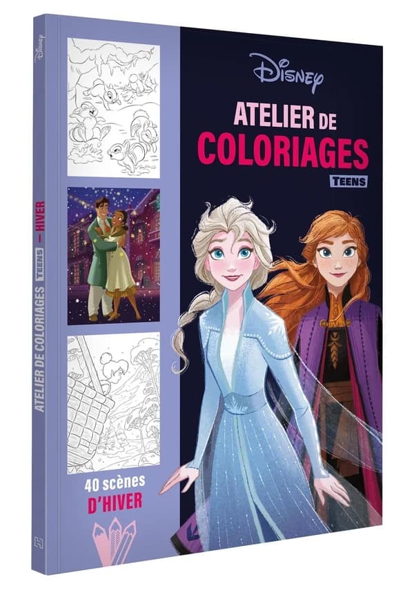 Atelier de coloriages teens : Disney : 40 scènes d'hiver : [Album à colorier]