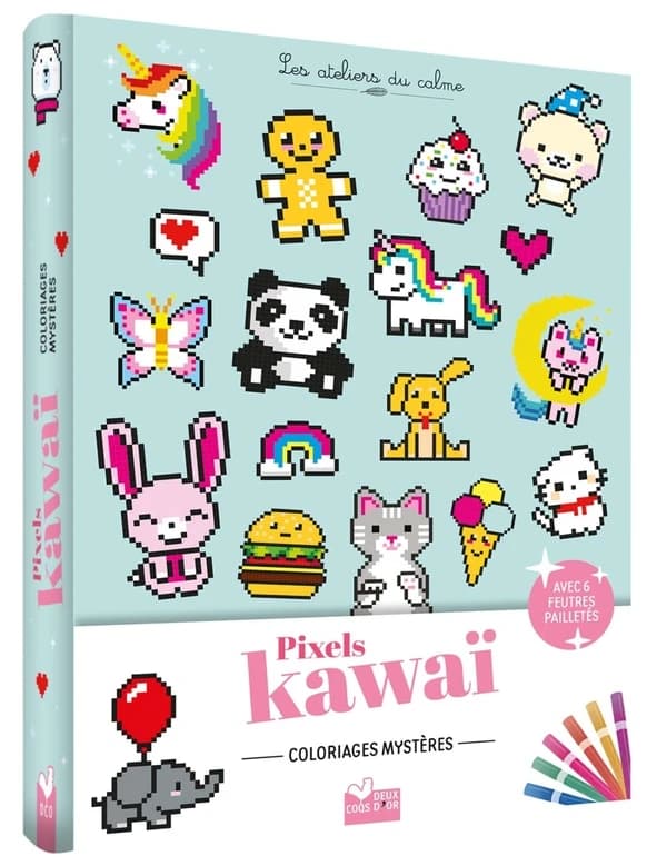 Pixel kawaii : coloriages mystères : [Album à colorier]