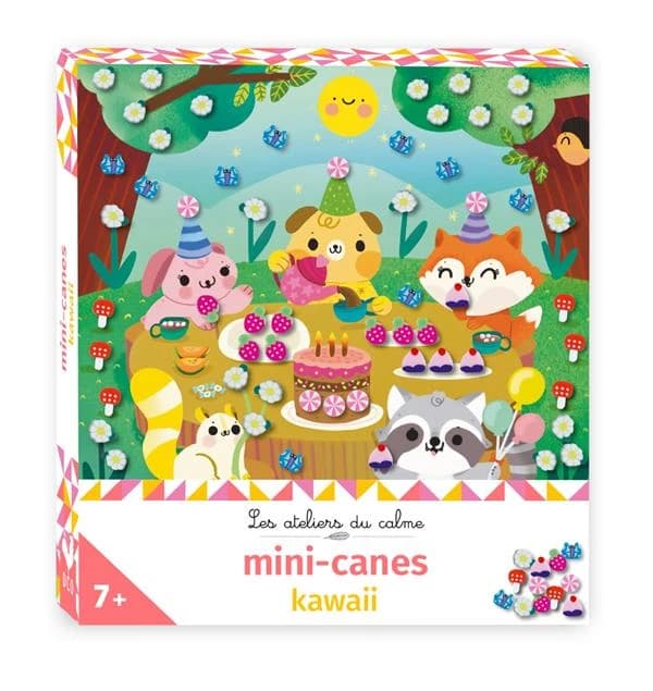 Mini-canes kawaii : Coffret avec 3 tableaux, 1 pince et 180 mini-canes en pâte polymère