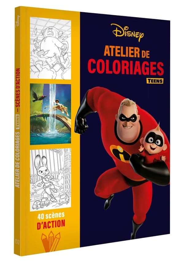 Atelier de coloriages teens : 40 scènes d'actions : Disney : [Album à colorier]