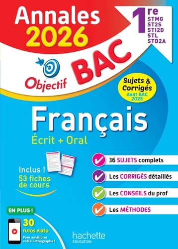 Français écrit + oral 1re STMG, ST2S, STI2D, STL, STD2A, STHR : Sujets & corrigés