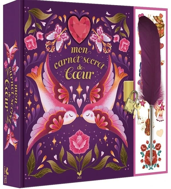 Mon carnet secrets de coeur : Coffret avec 1 carnet secret, des stickers et 1 stylo plume