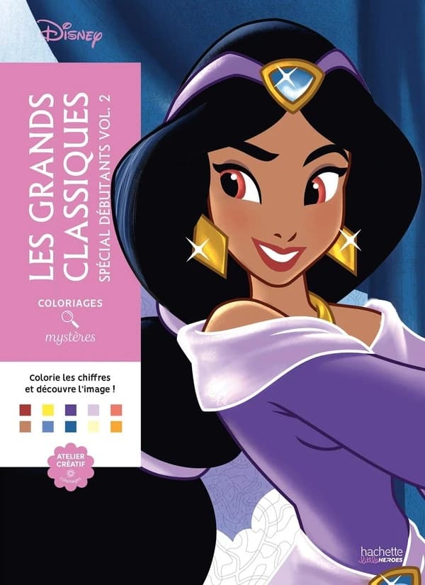 Atelier créatif ; Coloriages mystères : Les grands classiques Disney, spécial débutants Tome 2