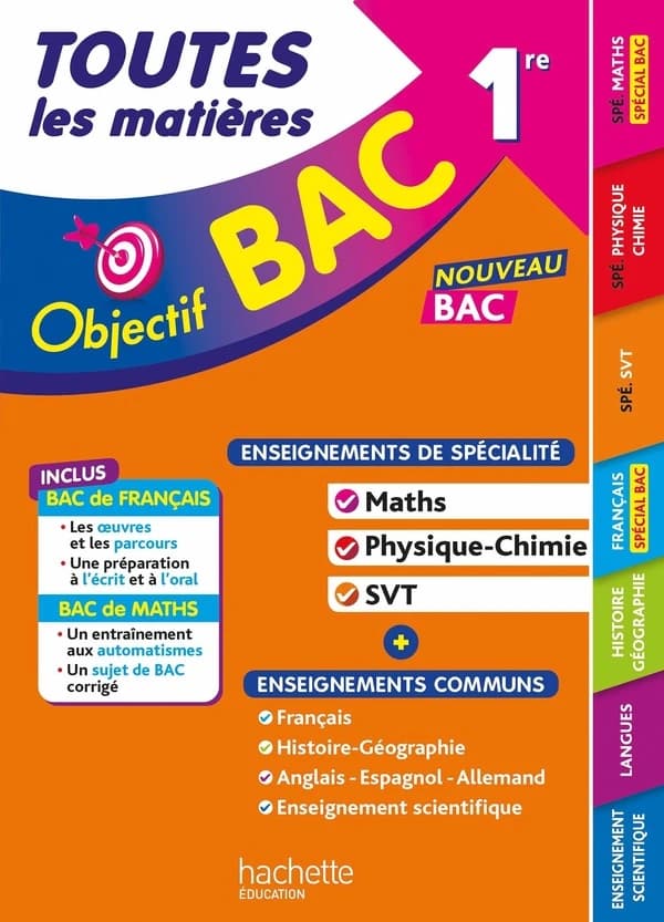 Objectif bac : Toutes les matières ; 1re ; Enseignements de spécialité : Maths, Physique-chimie, SVT + enseignements communs (édition 2027)