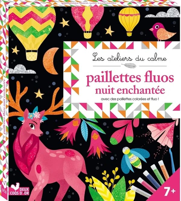 Paillettes fluo Nuit enchantée : avec des paillettes colorées et fluo ! : [Autocollant] : Illustrations de Lili la Baleine