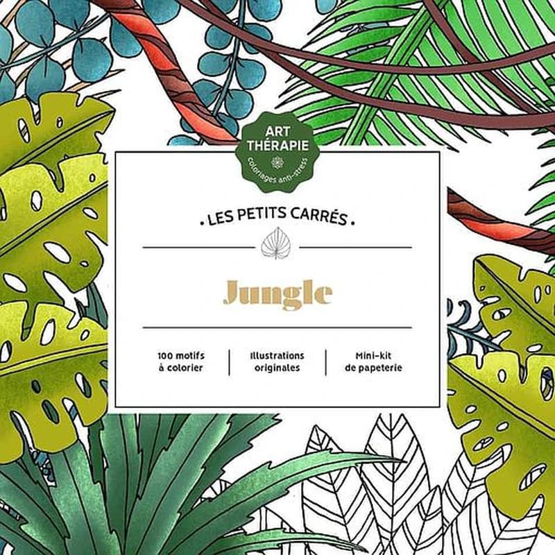 Jungle : les petits carrés : Art-thérapie coloriages anti-stress : [Album à colorier]