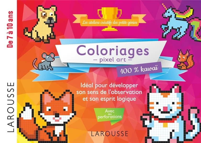 Coloriages pixel art : 100% Kawai : Idéal pour développer son sens de l'observation et son esprit logique : [Album à colorier]