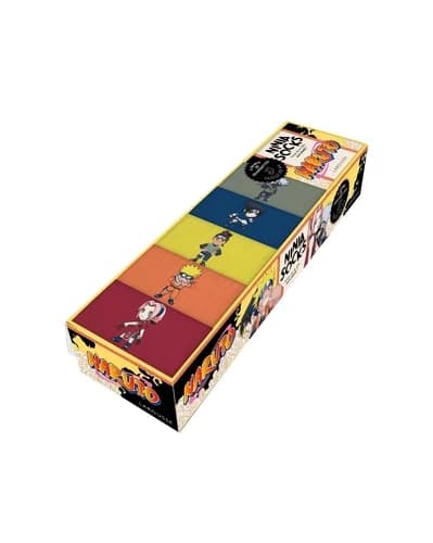 Naruto - Ninja socks !. Avec 5 paires de chaussettes brodées à l'effigie de Naruto et de son équipe (taille 38-44) et un livret