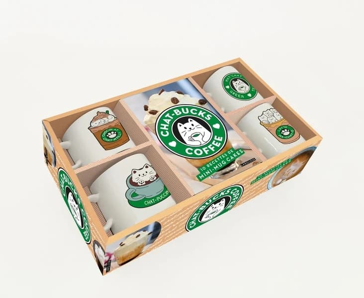 Chat-bucks Coffee 10 recettes de mini-mug cakes : Coffret avec 4 mini-tasses en céramique