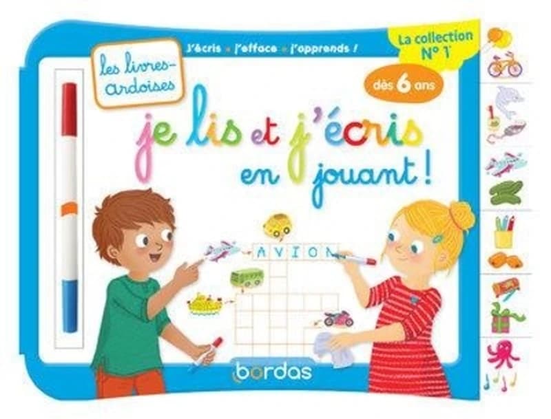 JE LIS ET J'ECRIS EN JOUANT - LES LIVRES-ARDOISES AVEC 1 FEUTRE EFFACABLE 2 COULEURS
