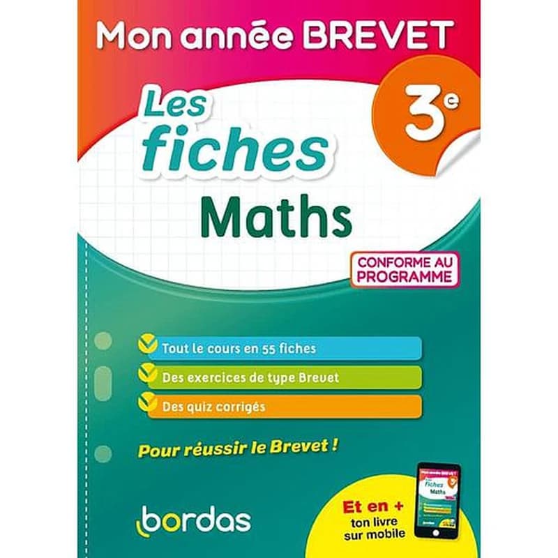 Mon année brevet : mon les fiches de mathématiques : 3e (édition 2021)