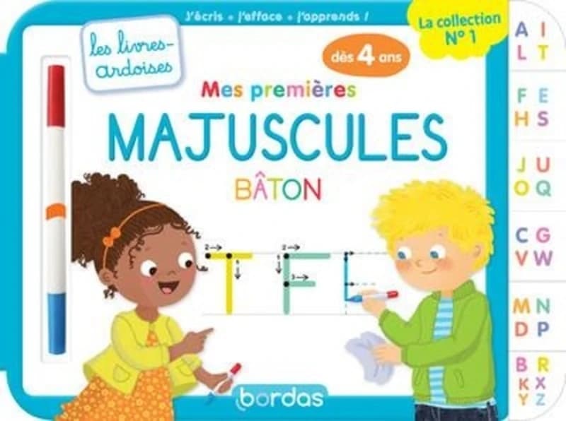 Les livres-ardoises : mes premières majuscules bâton ; à partir de 4 ans (édition 2023)