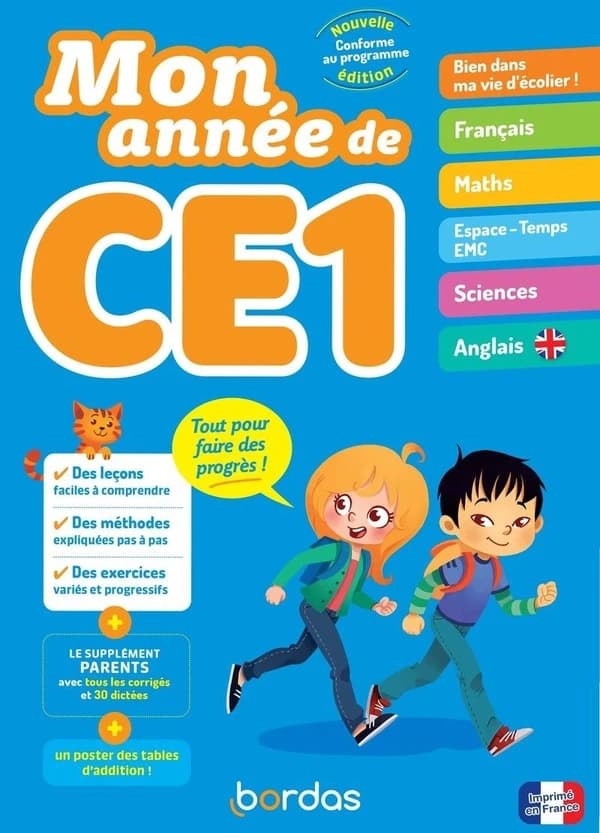 Mon année de : CE1 : français, mathématiques, espace-temps, éducation morale et civique, sciences, anglais (édition 2023)