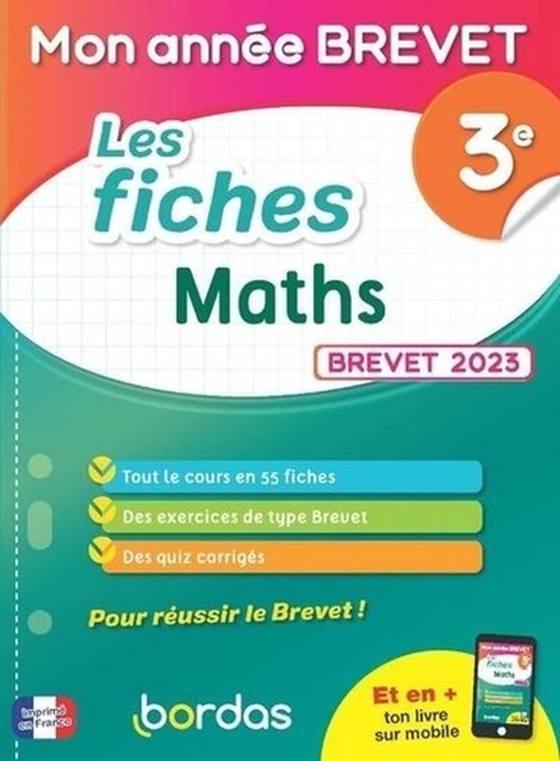 Mon année brevet : les fiches mathématiques ; 3e (édition 2023)