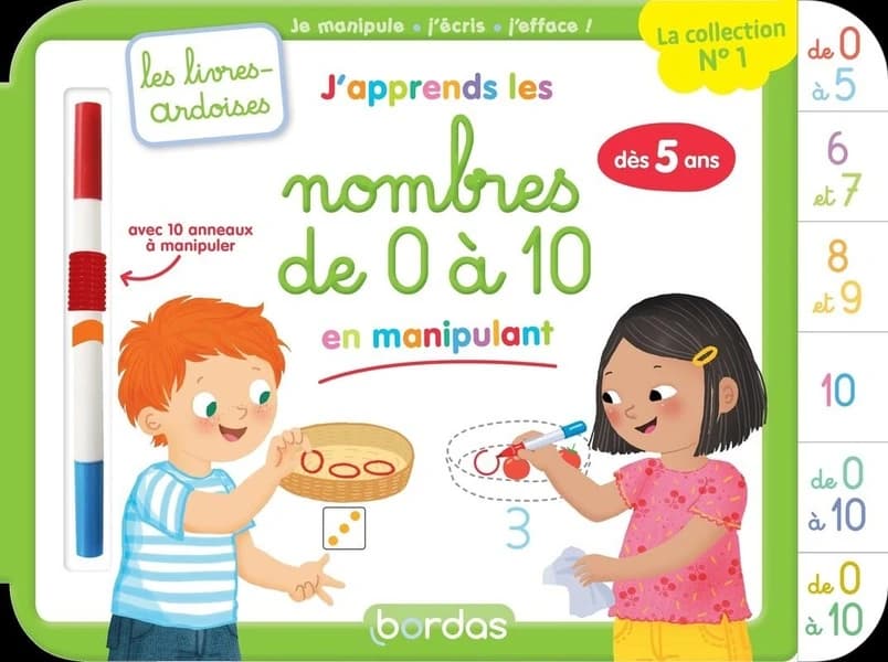 Les livres-ardoises : J'apprends les nombres de 0 à 10 en manipulant