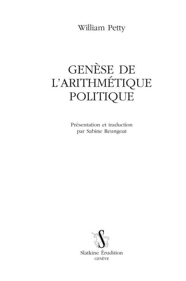 Genèse de l'arithmétique politique