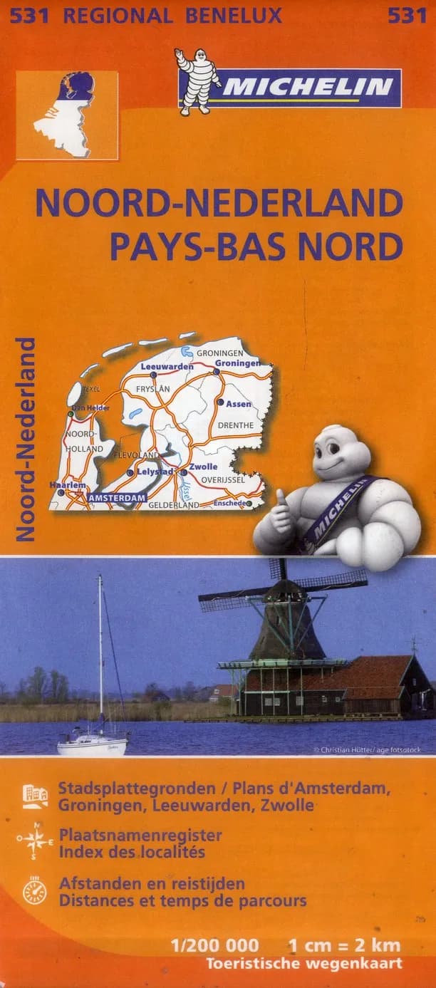 Noord-Nederland (Éd. 14) réalisé et publié par Michelin, cartes et plans : Pays-Bas nord