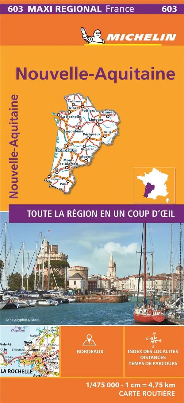Nouvelle-Aquitaine : toute la région en un coup d'oeil : carte routière (Éd. 1) [réalisé et publié par] Michelin, cartes et plans