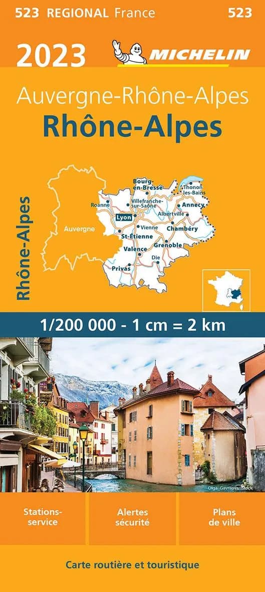 Rhône-Alpes : Auvergne-Rhône-Alpes : 2023 (16.1e édition) [réalisé et publié par] Michelin, cartes et plans
