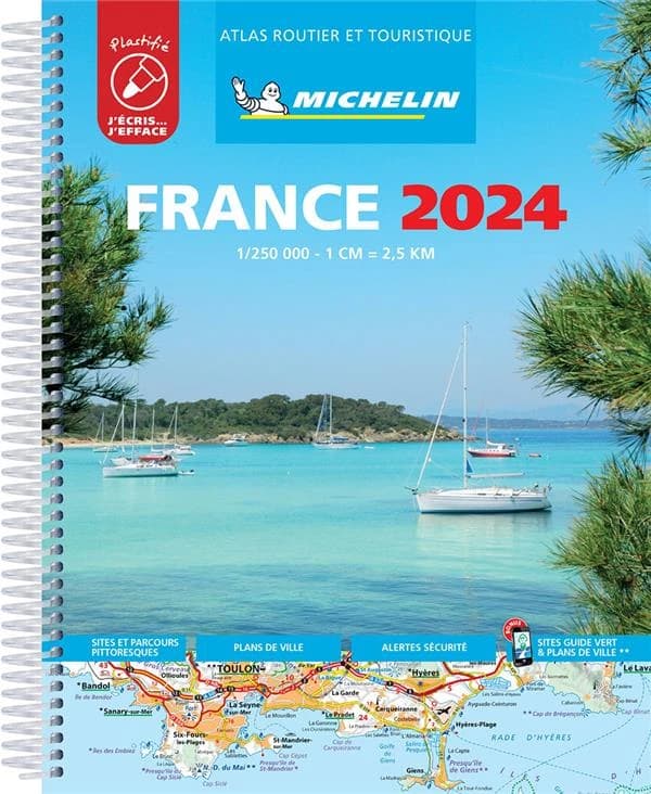 FRANCE 2024 - TOURIST & MOTORING ATLAS A4 LAMINATED SPIRAL.