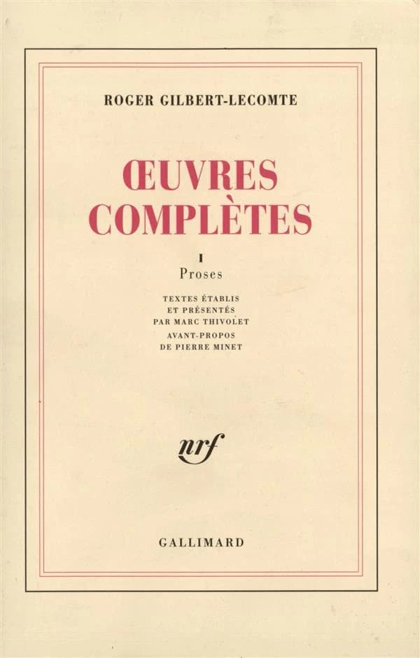 Œuvres complètes.... 1, Proses