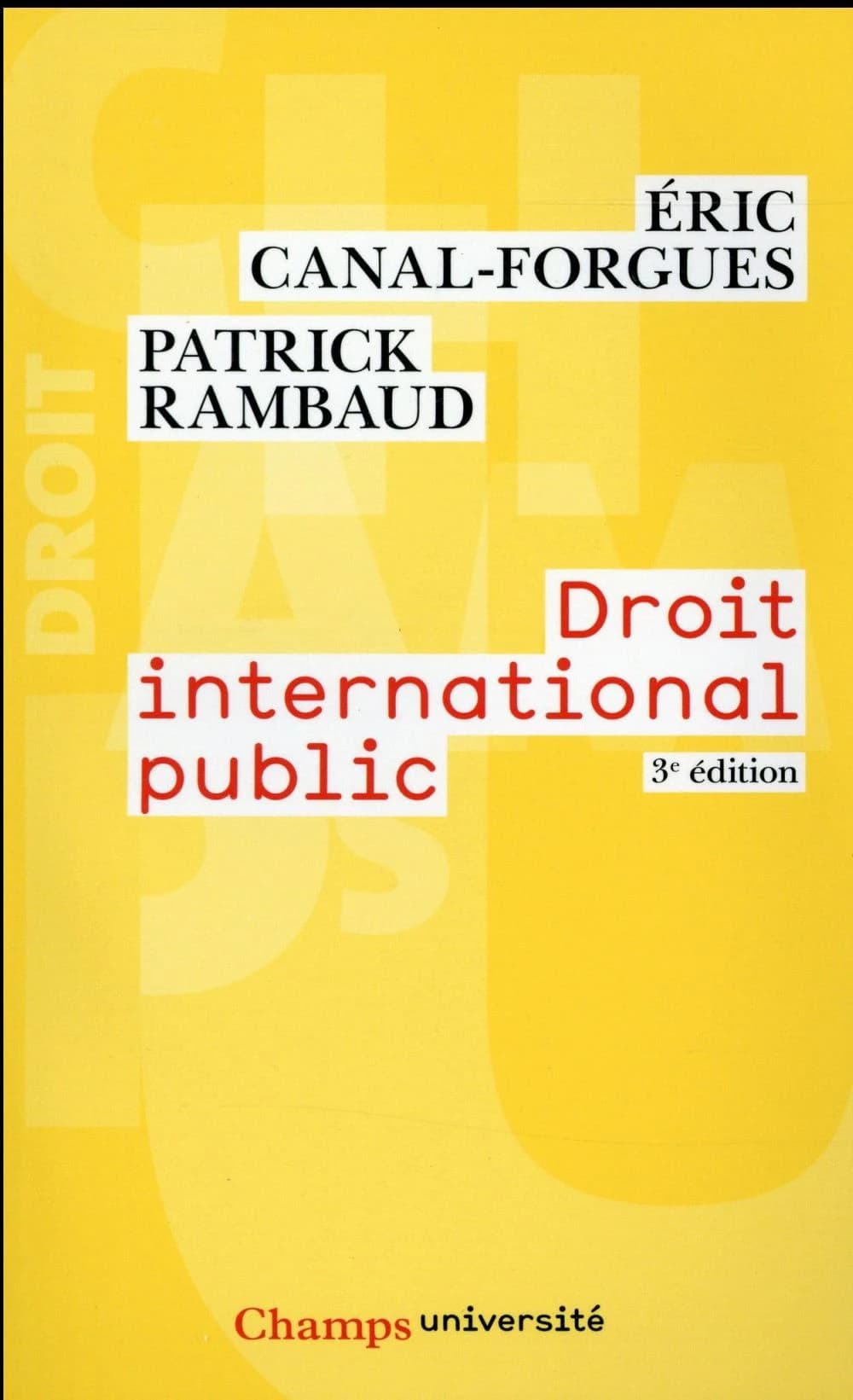 Droit international public (3e éd., revue et mise à jour) Éric Canal-Forgues, Patrick Rambaud ; [publié sous la direction de Frédéric Rouvillois]
