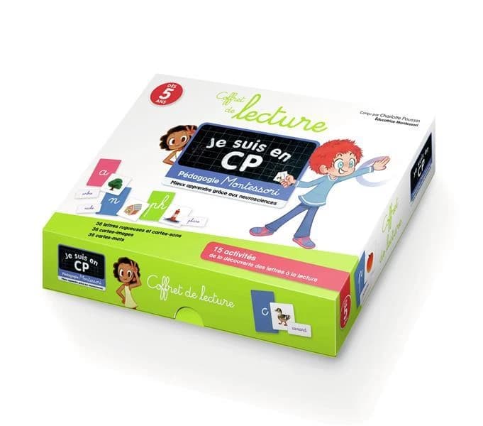 Coffret de lecture je suis en CP : pédagogie Montessori, mieux apprendre avec les neurosciences : 15 activités de la découverte des lettres à la lecture : dès 5 ans