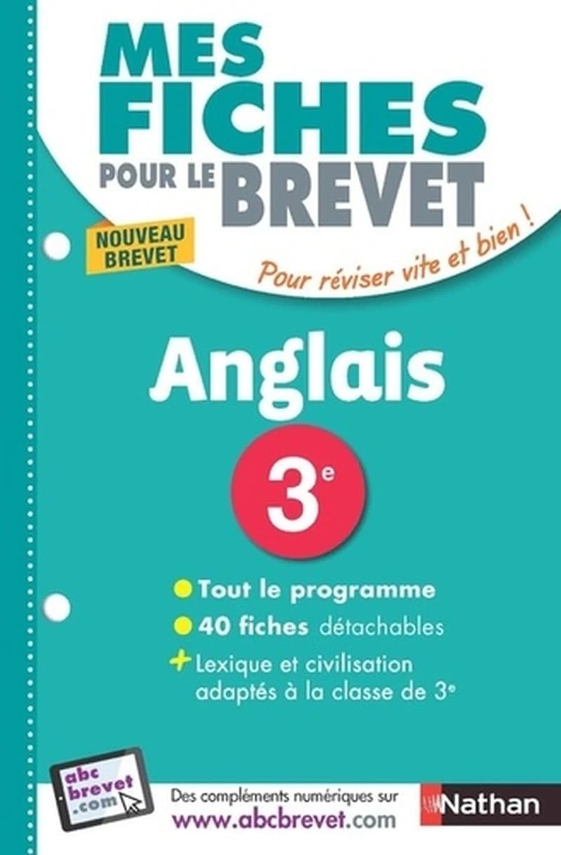 MES FICHES ABC DU BREVET Tome 34 : anglais : 3e