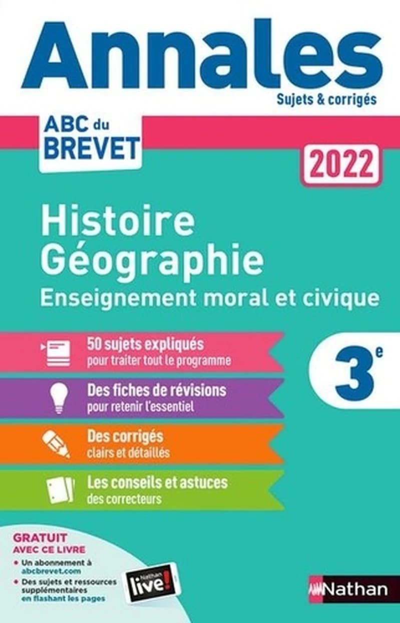Annales ABC du brevet ; sujets et corrigés ; histoire-géographie enseignement moral et civique : 3e (édition 2022)