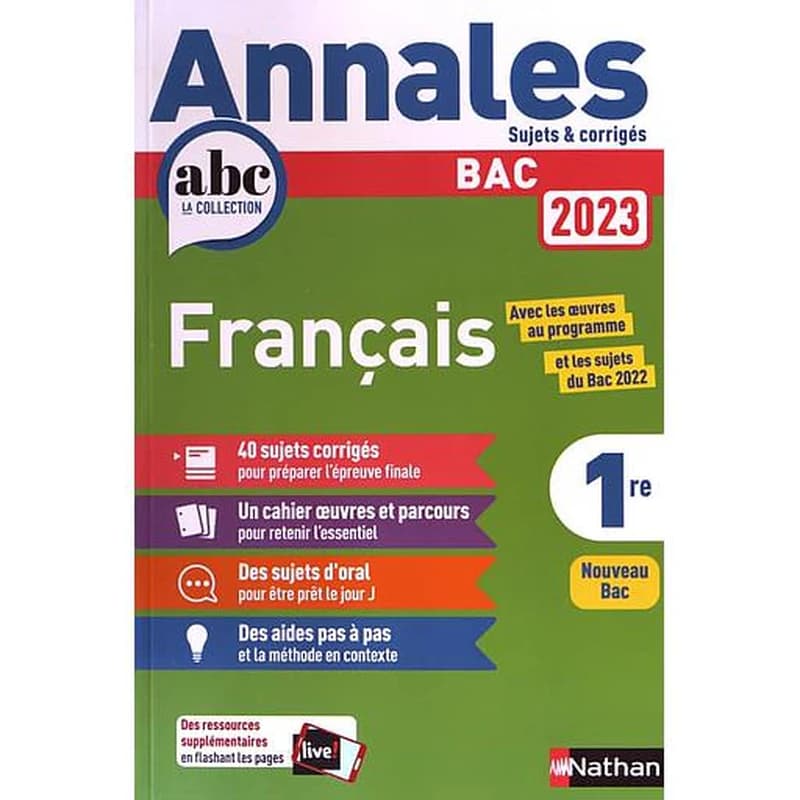 Annales ABC du bac ; sujets & corrigés : français ; 1re (édition 2023)