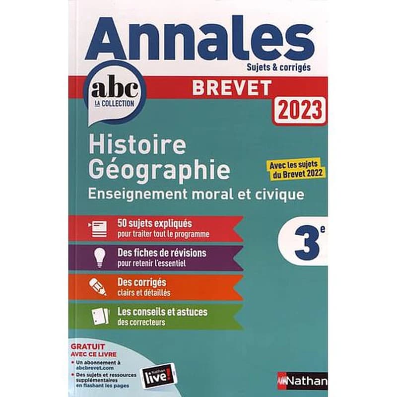 Annales ABC du brevet ; sujets & corrigés : histoire-géographie enseignement moral et civique : 3e (édition 2023)