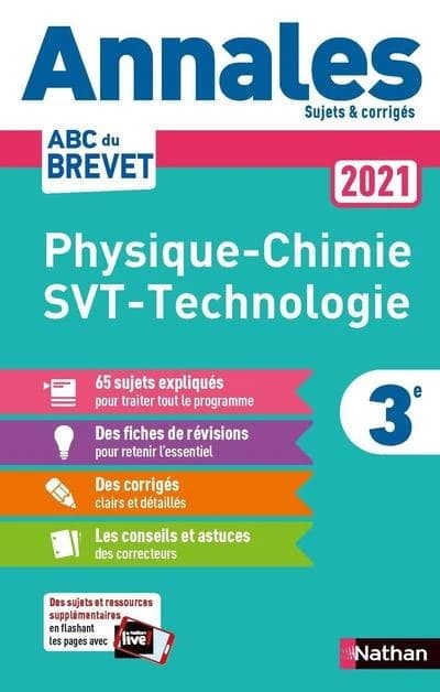 Physique-Chimie, Sciences de la Vie et de la Terre, Technologie 3e : Sujets & corrigés
