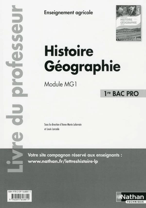Histoire Géographie 1re Bac Pro Module MG1 : Livre du professeur