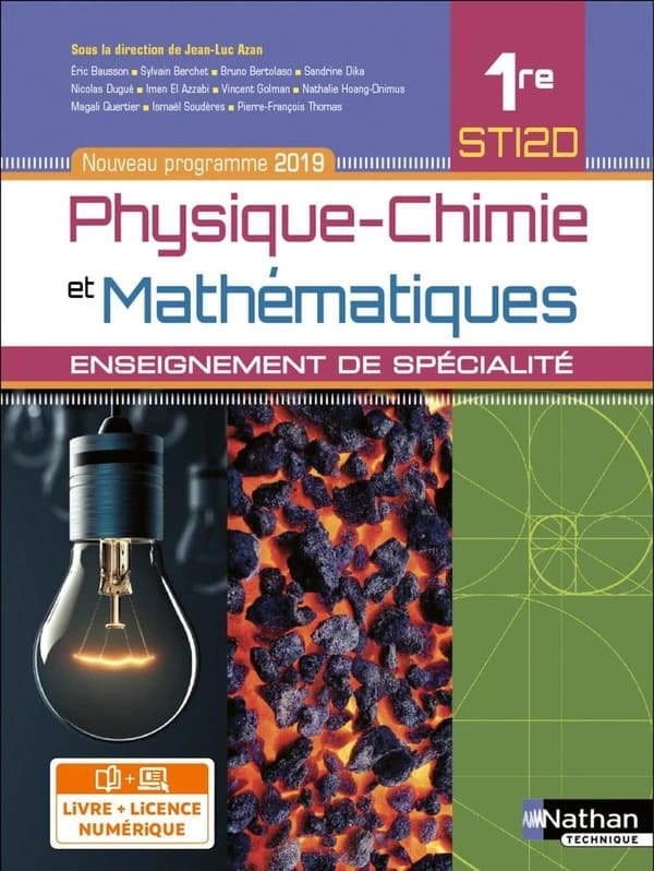 Physique-chimie et mathématiques ; 1re STI2D ; enseignement de spécialité (édition 2019)