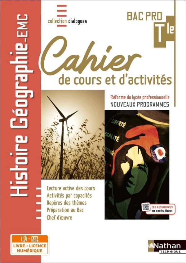 Histoire-géographie EMC : terminale bac pro ; cahier de cours et d'act (dialogues) livre + licence élève