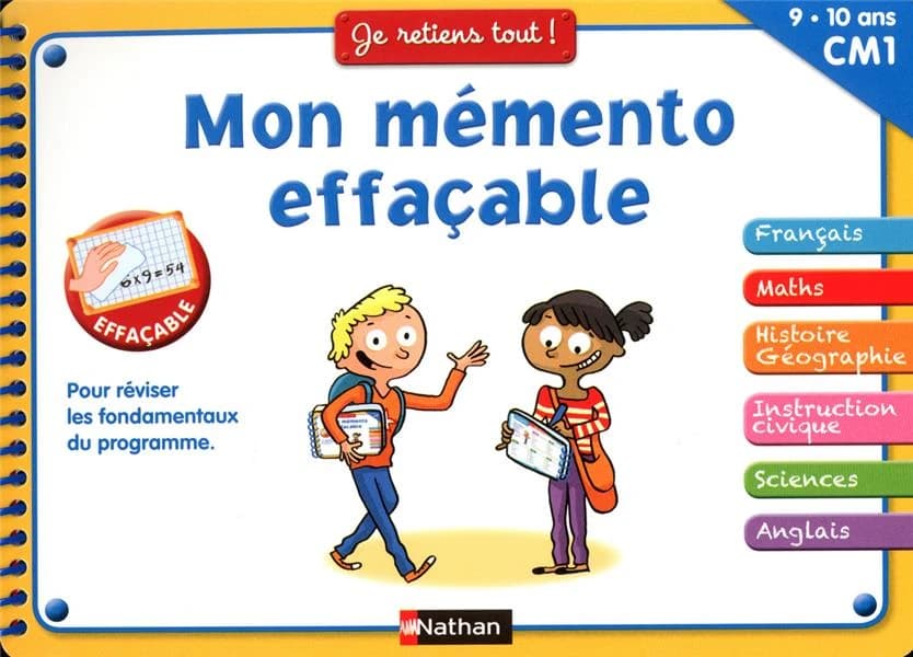JE RETIENS TOUT ! : mon mémento effaçable ; CM1