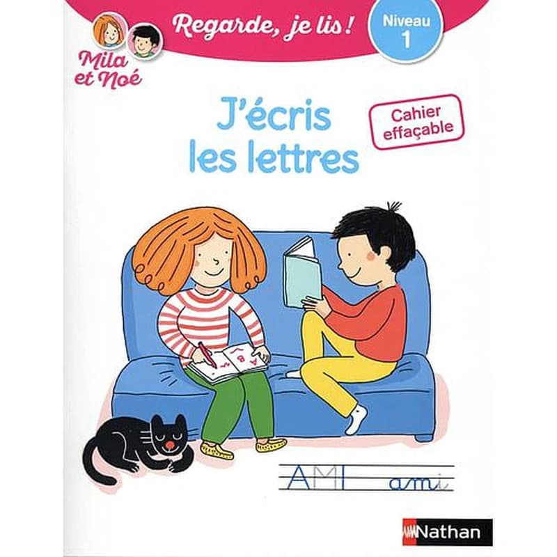 Regarde, je lis ! : cahier effaçable j'écris les lettres ; niveau 1 avec Mila et Noé (édition 2020)