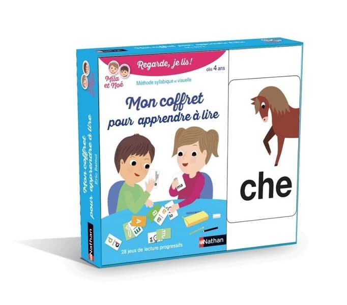 Mon coffret pour apprendre à lire : méthode syllabique et visuelle, dès 4 ans : 28 jeux de lecture progressifs